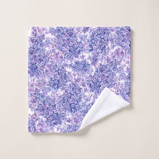 Violette aquarelle fleurs lilas (Gant de toilette)