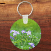 Violette bloemen op het gebied sleutelhanger (Voorkant)