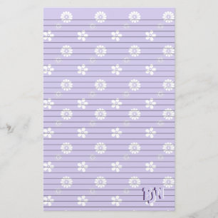 Violette en Witte Bloemen Papier Monogram