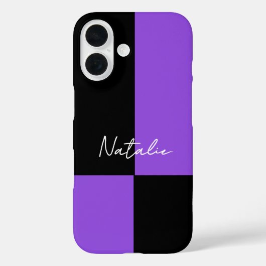 Violette en Zwarte Kleurenblok Minimale Gepersonal Case-Mate iPhone Case (Achterkant)