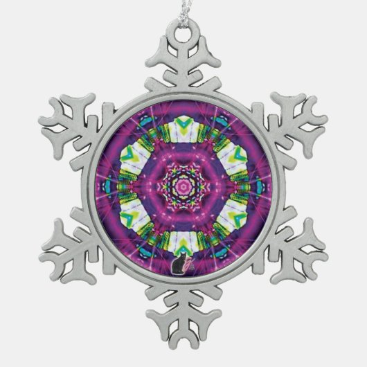 Violette Kaleidoscope Snowflake Ornement (Devant)