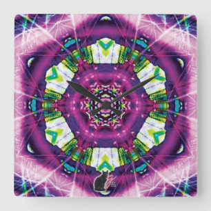 Violette Kaleidoscope Vierkante Klok