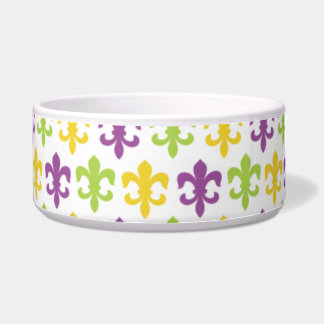 Violette Paarse, groene en gele Fleur-de-lis Voerbakje
