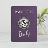 Violette Paarse Italië Paspoort Save The Date (Staand voorkant)