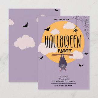 Violette sluier: onder de gele maan Halloween Kaart