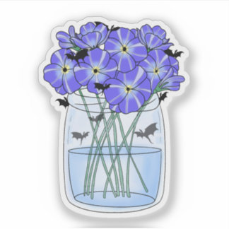 Violetten in een pot met kleine draken sticker