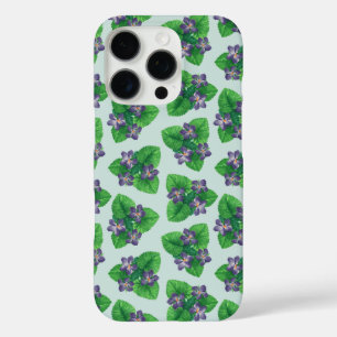Violetten op zeeglasblauw iPhone 16 pro hoesje
