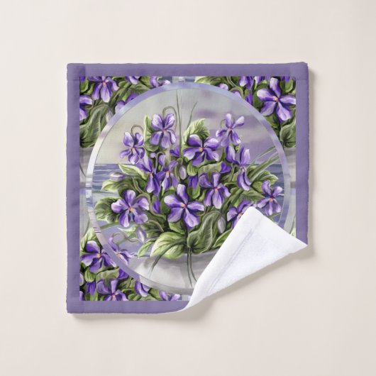 violettes dans un bocal de lune (Gant de toilette)