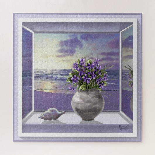 Violettes dans un pot de lune puzzle (Horizontal)
