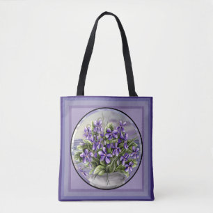 Violettes in een Canvas tas van de maanpot