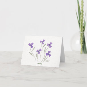 Violettes simples dans les cartes de notes aquarel