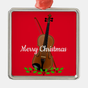 Violin and Bow kerstdesign Metal Ornament