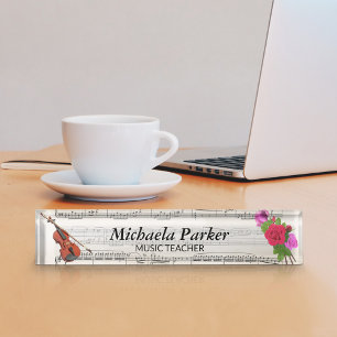 Violin and Rozen  blad Music Name Bord Naambordje