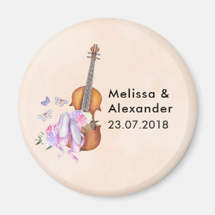 Violin, balletschoenen, bloemen en vlinders magneet