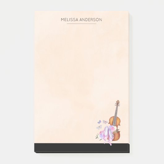 Violin, balletschoenen, bloemen en vlinders post-it® notes (Voorkant)