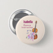 Violin, balletschoenen, bloemen en vlinders ronde button 5,7 cm (Voorkant /achterkant)