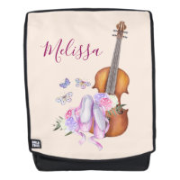 Violin, balletschoenen, bloemen en vlinders
