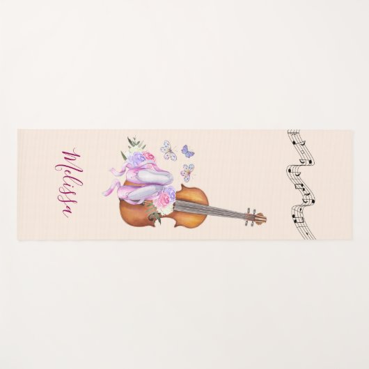Violin, balletschoenen, bloemen en vlinders yogamat (Voorkant (horizontaal))