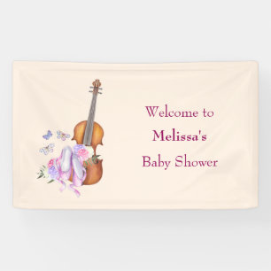 Violin, balletschoenen en Baby shower van Butterfl Spandoek