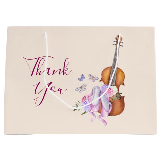 Violin, balletschoenen en vlinders bedankt groot cadeauzakje (Voorkant)