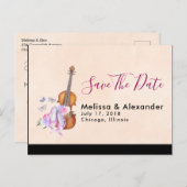 Violin, balletschoenen en vlinders sparen de datum aankondigingskaart (Voorkant / Achterkant)