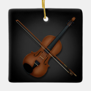 Violin & Bow Elegant klassieke muziek 2-zijdig zwa Keramisch Ornament