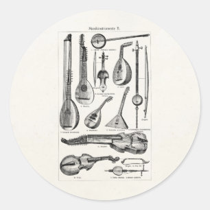  Violin Cello String Musical Instruments Ronde Sticker