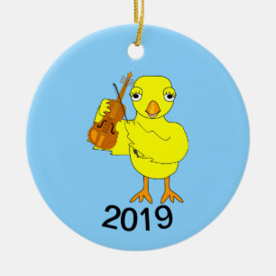 Violin Chick Keramisch Ornament