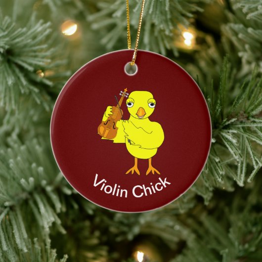 Violin Chick Keramisch Ornament (Boom)