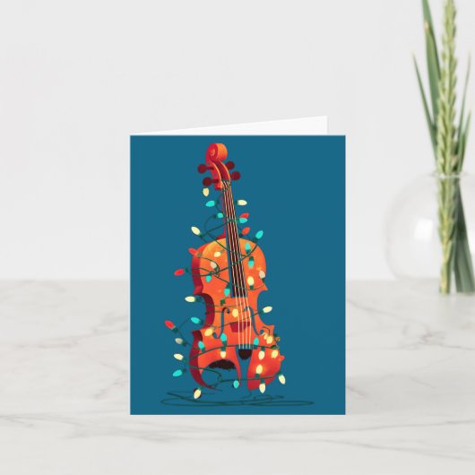 Violin Christmas Graphics Lights Lover Player Viol Kaart (Voorkant)