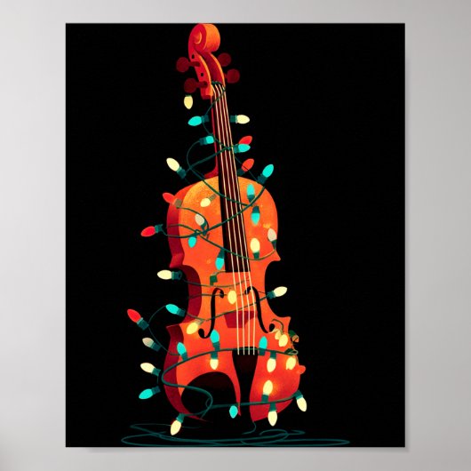 Violin Christmas Graphics Lights Lover Player Viol Poster (Voorkant)