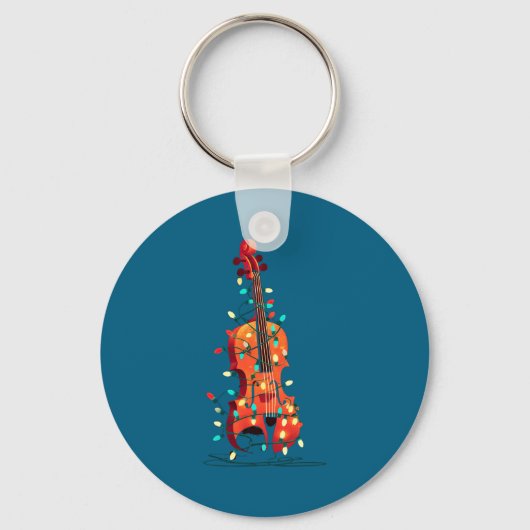 Violin Christmas Graphics Lights Lover Player Viol Sleutelhanger (Voorkant)