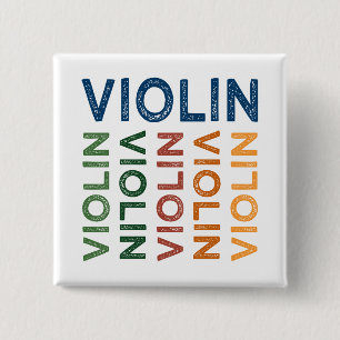 Violin Cute Colorful Vierkante Button 5,1 Cm