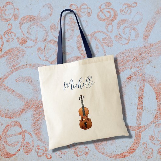 Violin Cute Custom Rubriekmuziek Tote Bag