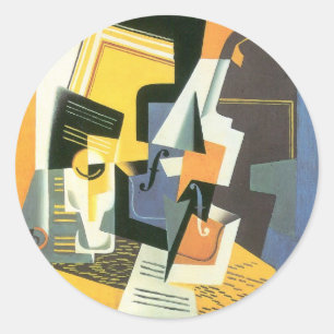 Violin en glas door Juan Gris,  Cubisme Ronde Sticker