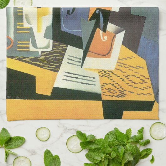 Violin en glas door Juan Gris, Cubisme Theedoek (Gevouwen)