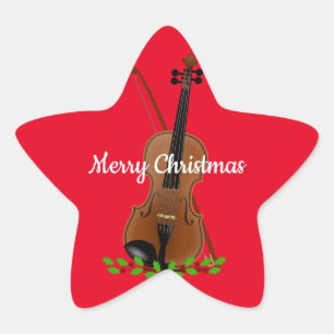 Violin- en kerstontwerp ster sticker