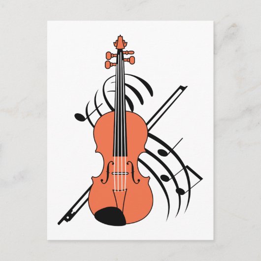 Violin en muziek briefkaart (Voorkant)