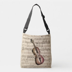  Violin en muziek op vel Crossbody Tas