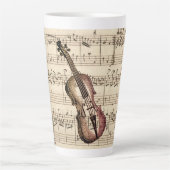  Violin en muziek op vel Latte Mok (Voorkant)