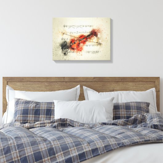 Violin en muziekblad  canvas afdruk (Insitu (Slaapkamer))