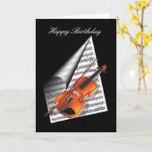 Violin en muziekblad kaart (Gele Bloem)