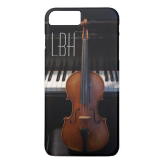 Violin en piano-toetsenbord met aangepast monogram 	iPhone 8 plus / 7 plus hoesje