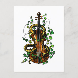 Violin en slang briefkaart