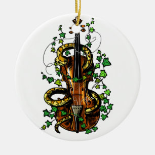 Violin en slang keramisch ornament