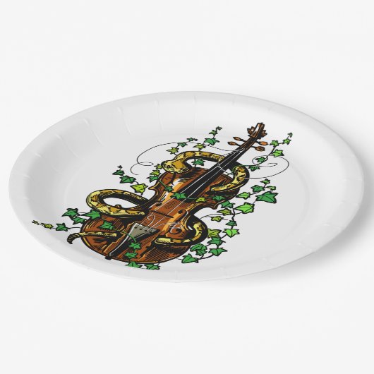 Violin en slang papieren bordje (Gekanteld)