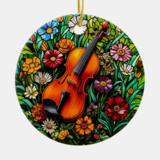 Violin Floral  Keramisch Ornament