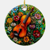 Violin Floral  Keramisch Ornament (Achterkant)
