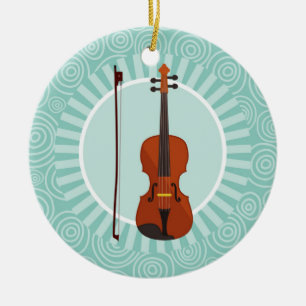 Violin Fun Turquoise Swirl Music Keramisch Ornament