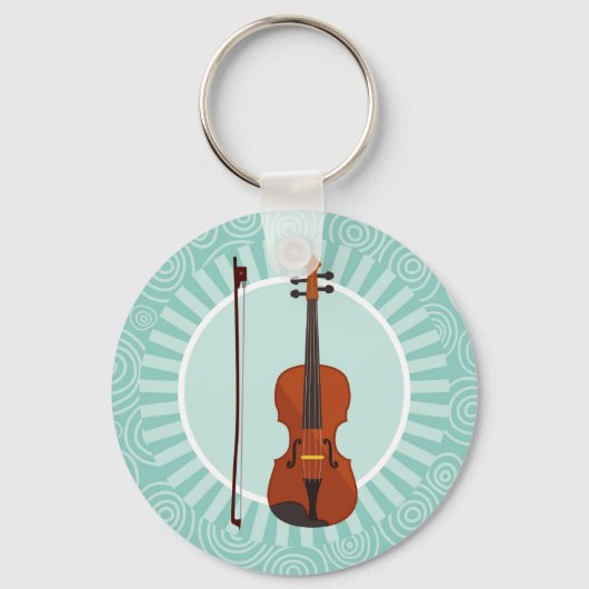 Violin Fun Turquoise Swirl Music Sleutelhanger (Voorkant)
